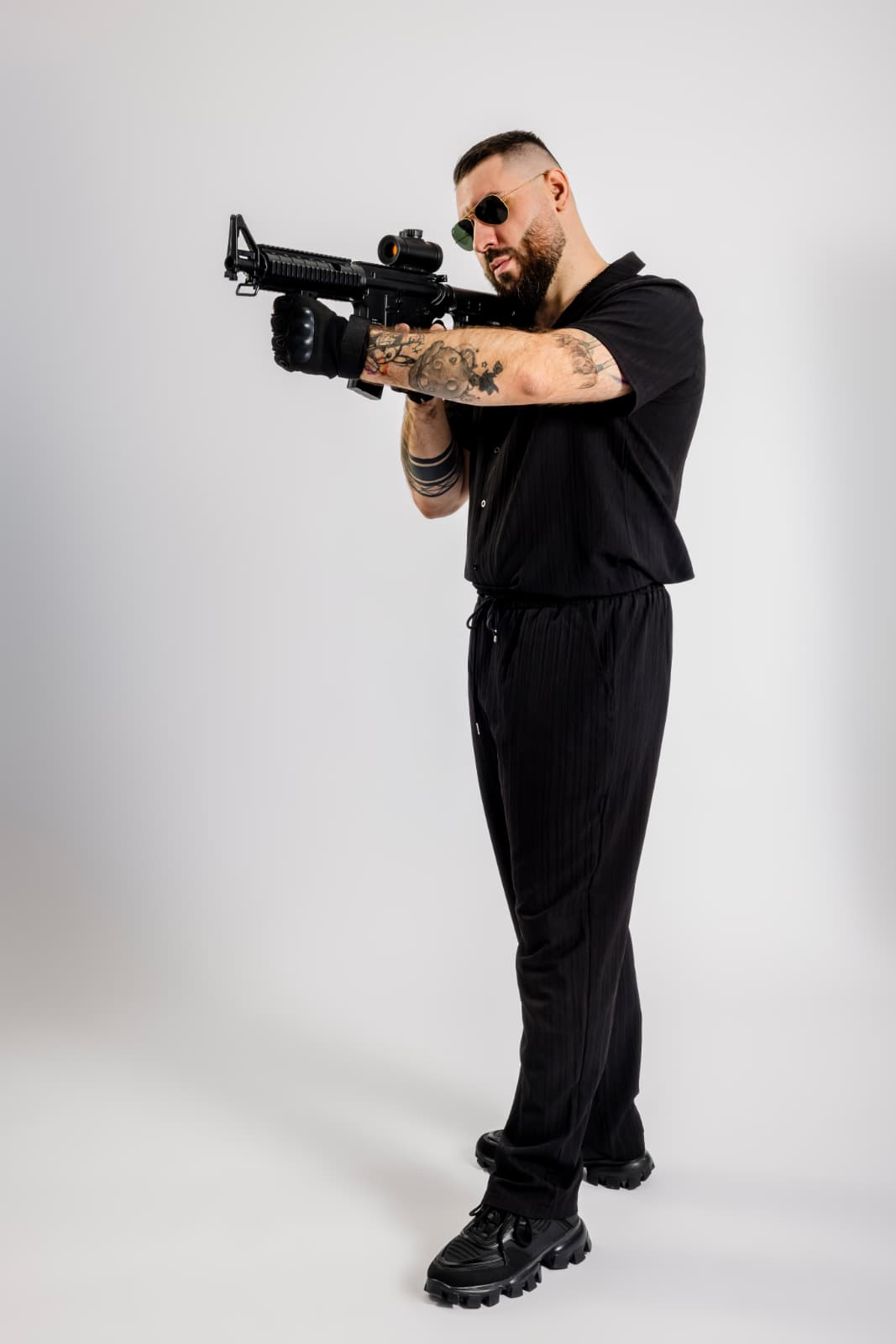 Editorial portrait with controlled intensity